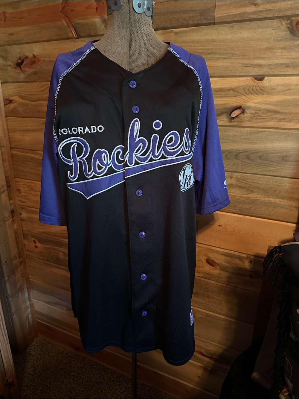 Rockies Genuine Black and Purple Baseball Jersey NWT
